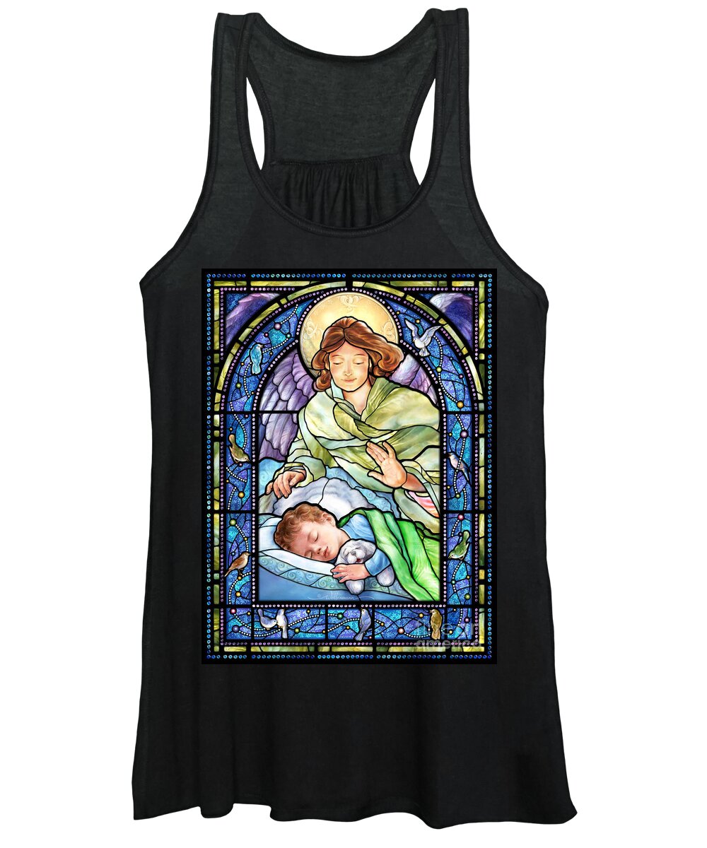 Stained Women's Tank Top featuring the digital art Guardian Angel With Sleeping Boy by Randy Wollenmann