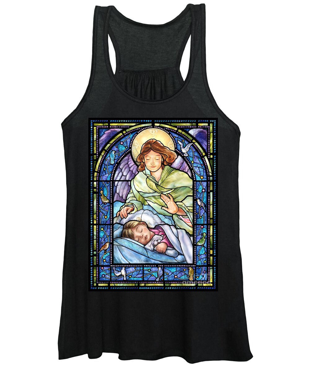 Stained Women's Tank Top featuring the digital art Guardian Angel With Sleeping Girl by Randy Wollenmann
