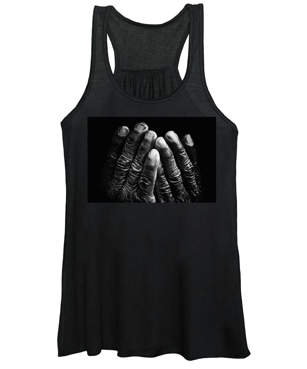 Hands Women's Tank Top featuring the photograph Old Hands With Wrinkles by Skip Nall