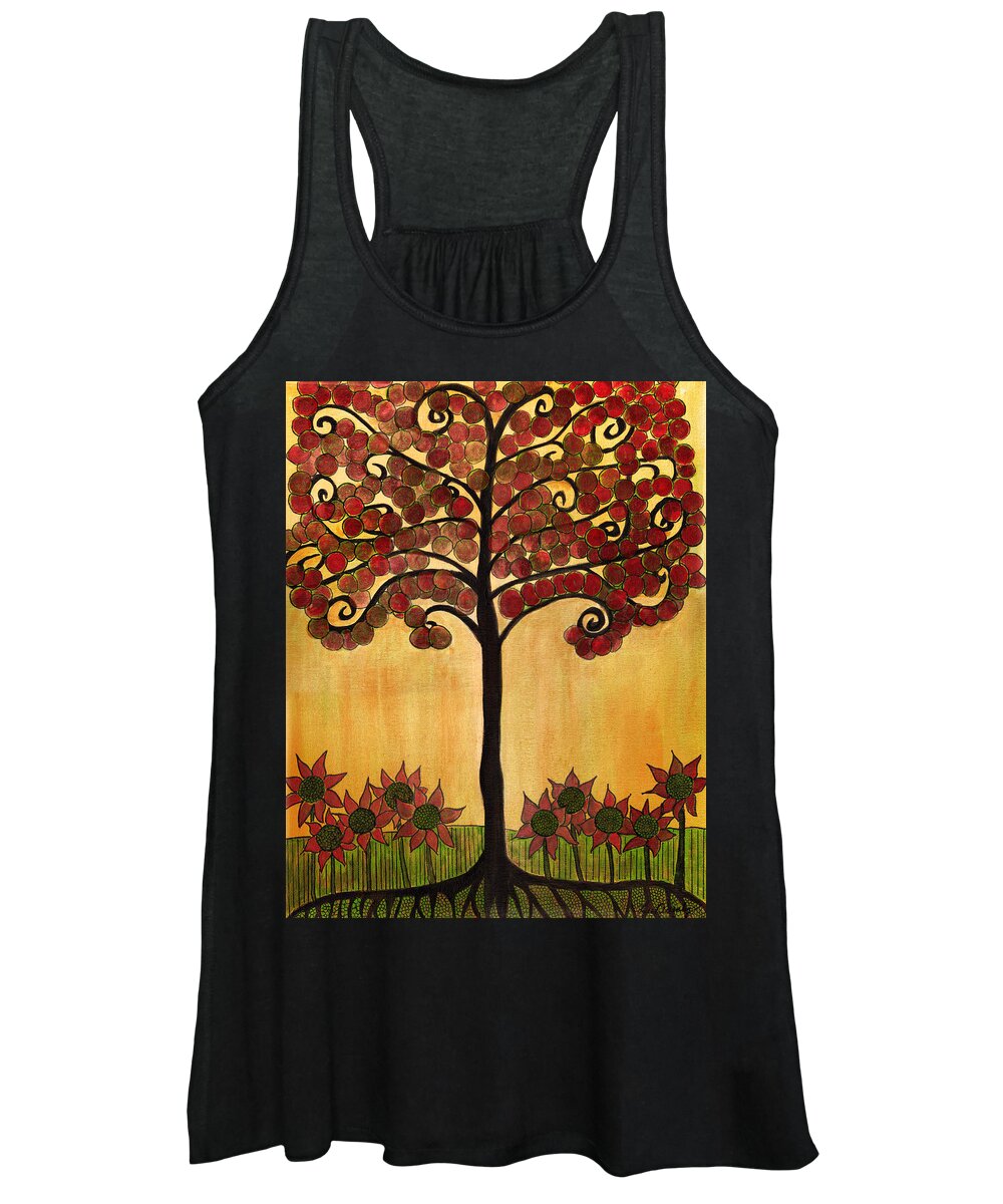 Tree Women's Tank Top featuring the painting Happy Tree In Red by Lee Owenby