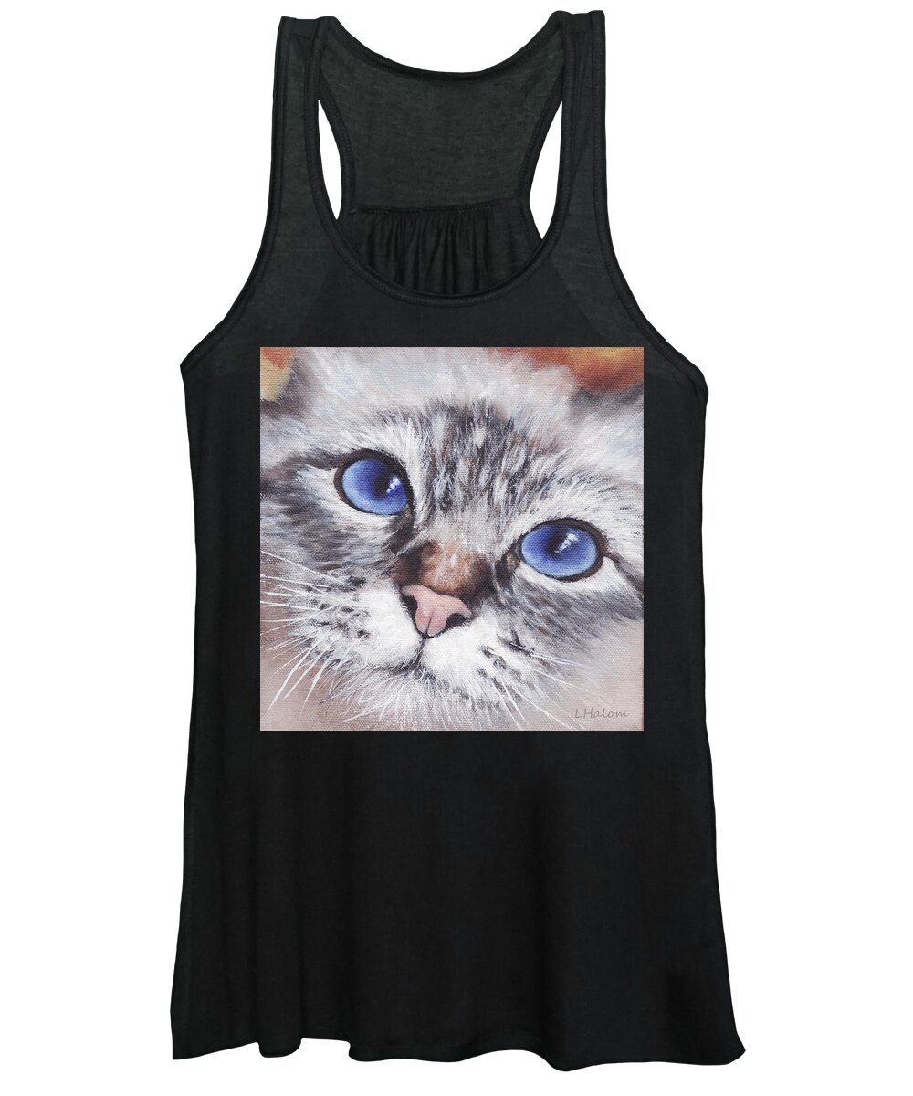 Cat Women's Tank Top featuring the painting Harley by Greg and Linda Halom