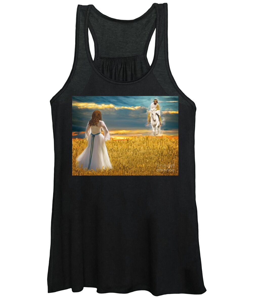 Prophetic Art Women's Tank Top featuring the painting He Is Coming by Constance Woods