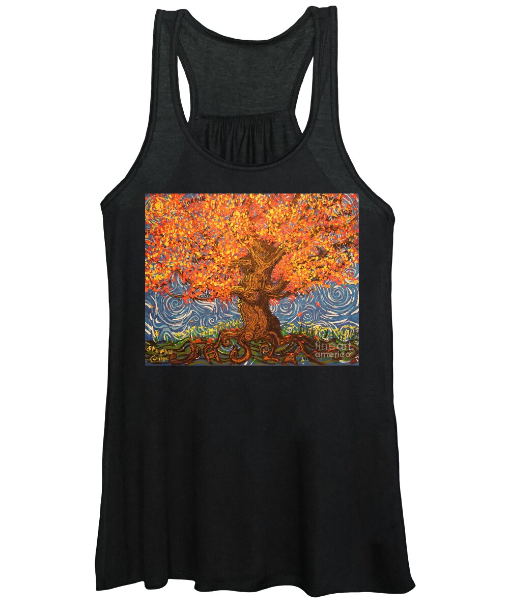 Impressionism Women's Tank Top featuring the painting Healthy at Home Tree by Stefan Duncan