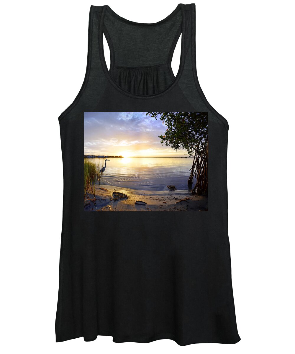 Tropic Women's Tank Top featuring the photograph Heron Sunrise by Frances Miller