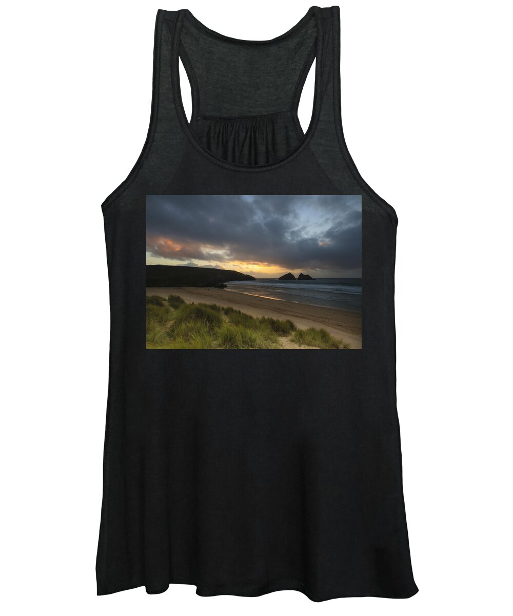 Holywell Bay Women's Tank Top featuring the photograph Holywell bay newquay cornwall by Chris Smith