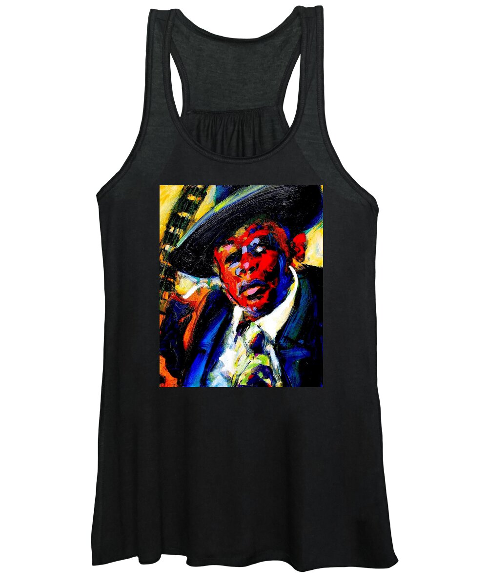 John Lee Hooker Women's Tank Top featuring the painting Hooker by Les Leffingwell