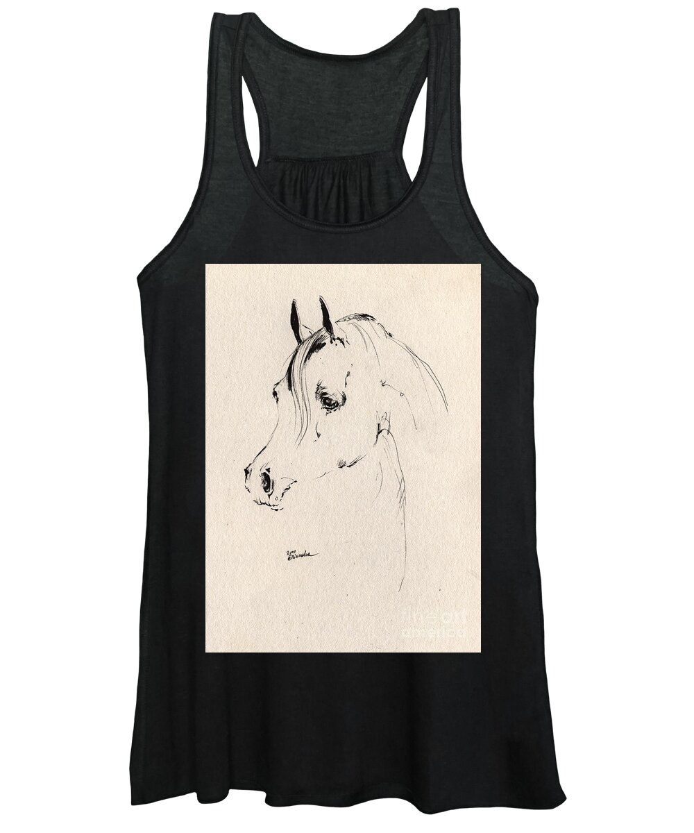 Horse Women's Tank Top featuring the drawing Horse Head Sketch by Ang El