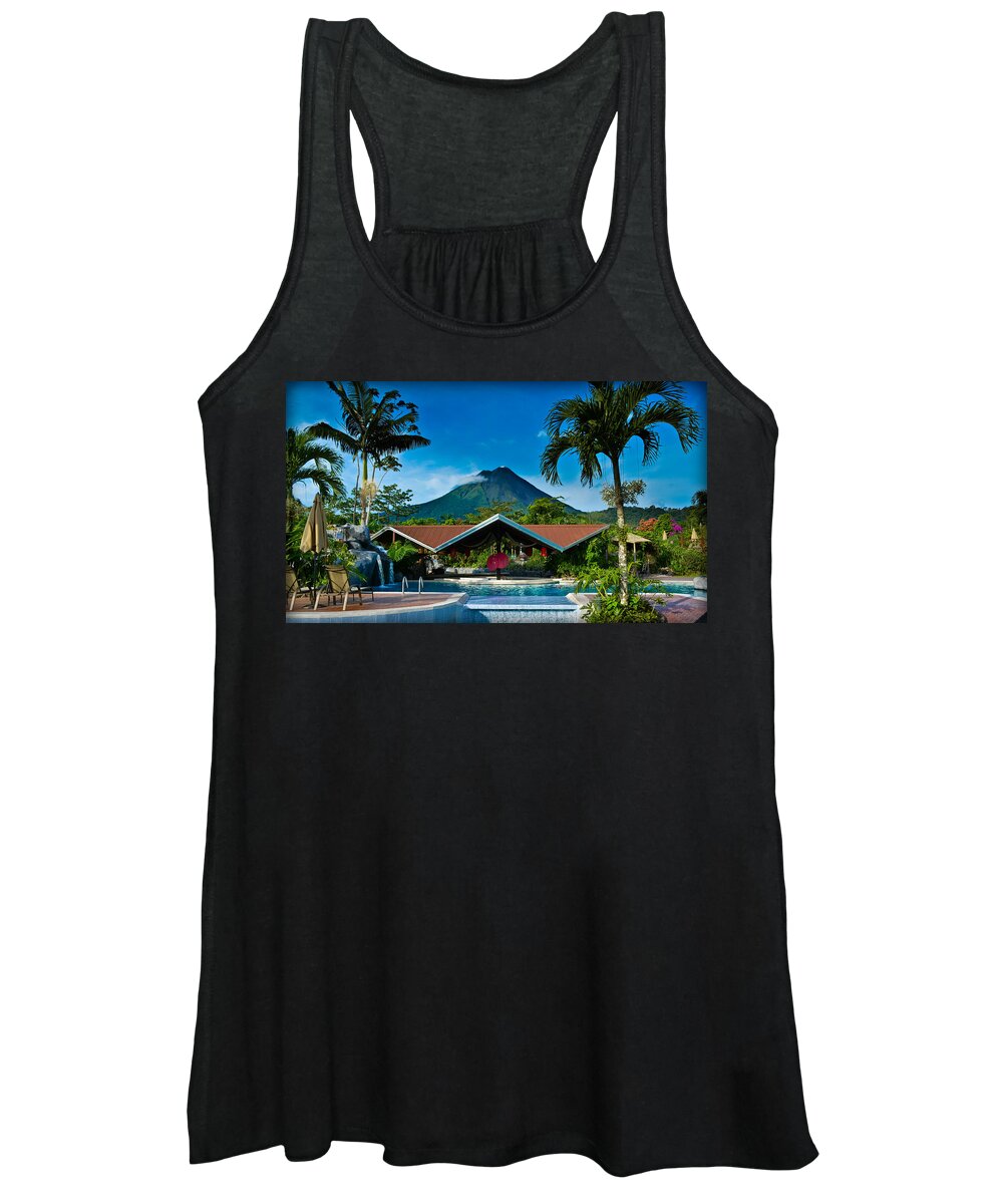 Arenal Springs Hotel Women's Tank Top featuring the photograph Hotel with a Hot View by Gary Keesler