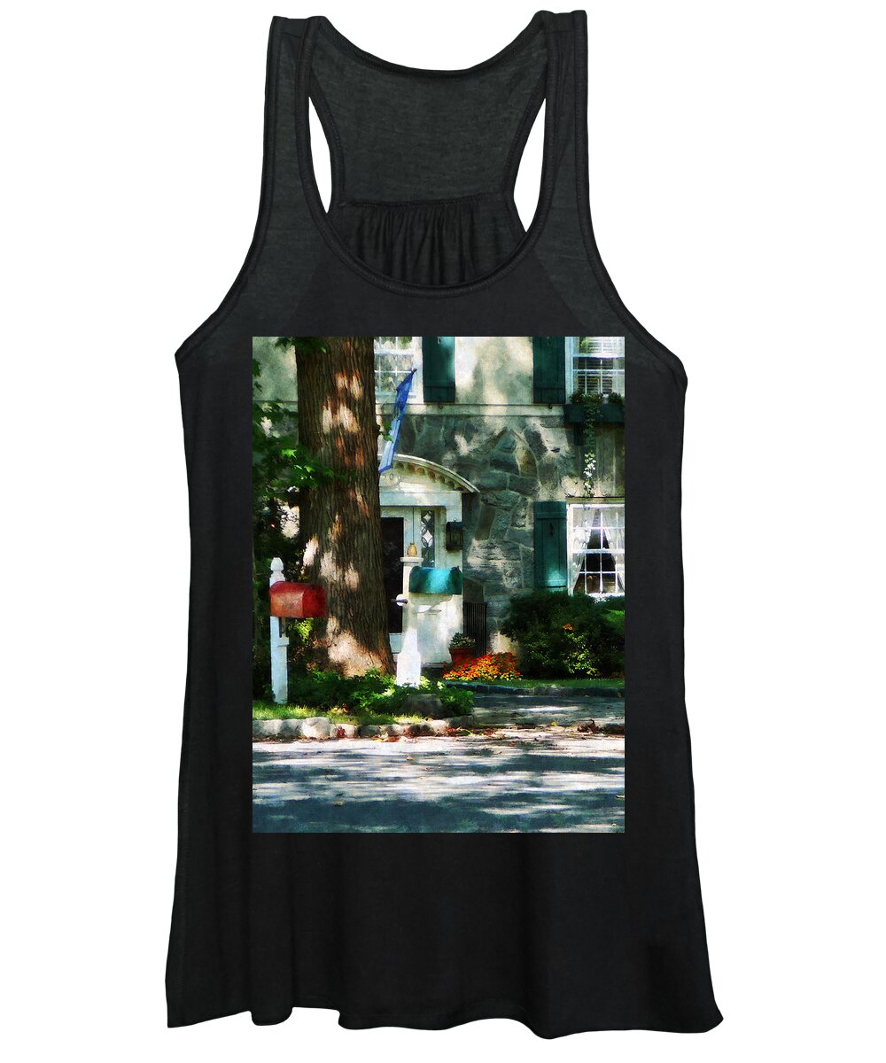 Dappled Sunlight Women's Tank Top featuring the photograph House With Turquoise Shutters by Susan Savad