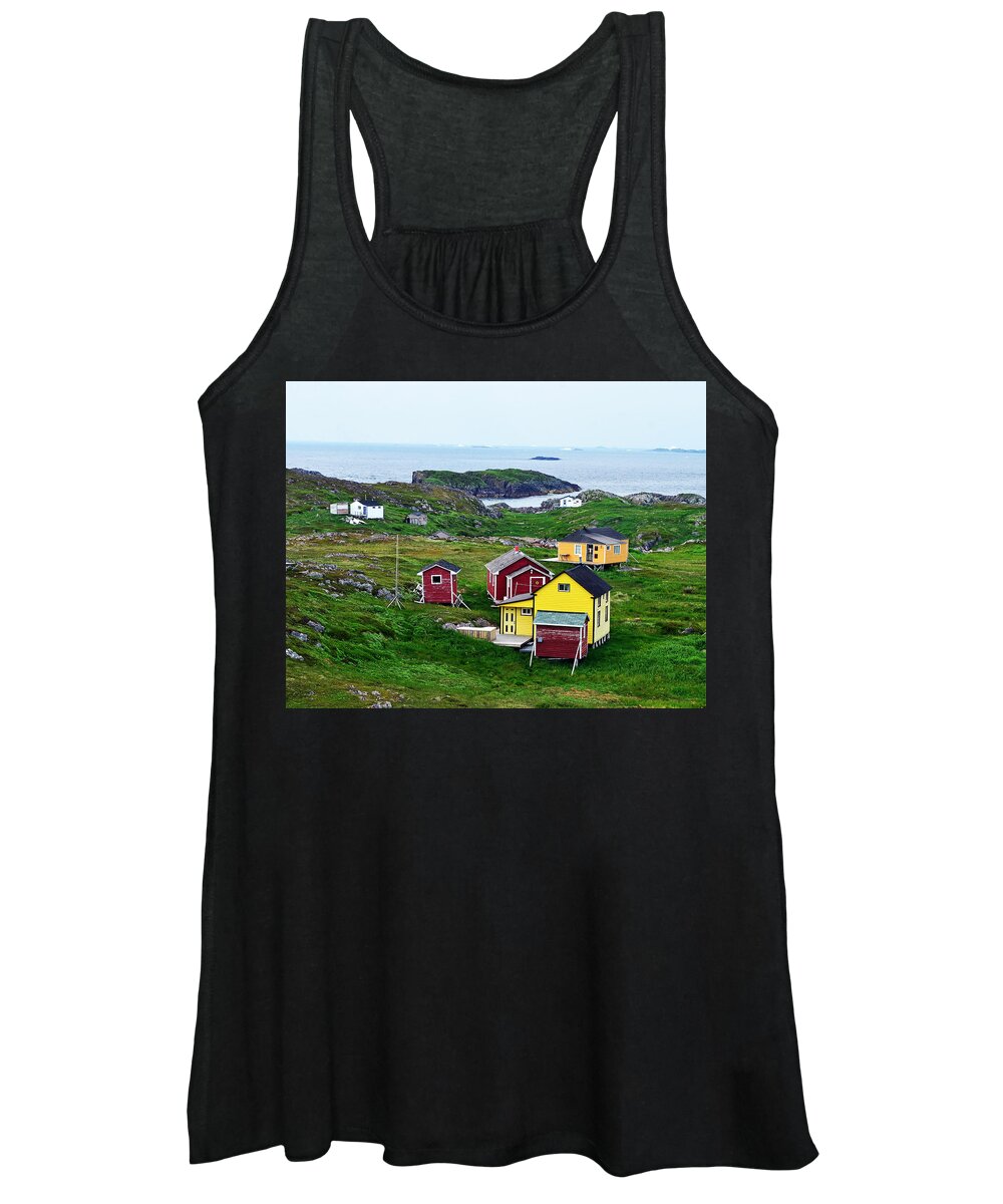 Houses On Little Fogo Island Newfoundland Women's Tank Top featuring the photograph Houses on Little Fogo Island Newfoundland by Lisa Phillips