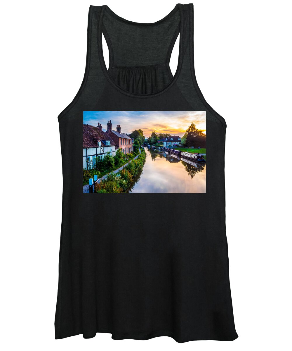 Aonb Women's Tank Top featuring the photograph Hungerford Canal Sunset by Mark Llewellyn