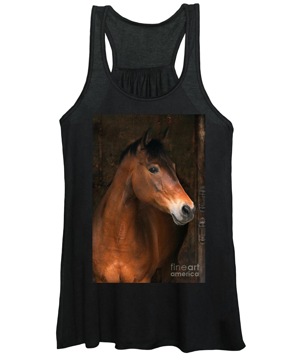 Horse Women's Tank Top featuring the photograph In The Stable by Ang El