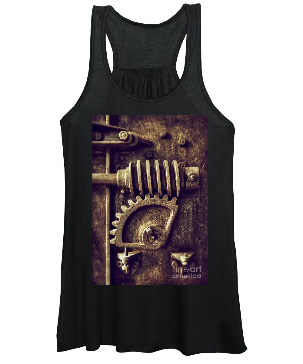 Background Women's Tank Top featuring the photograph Industrial Sprockets by Carlos Caetano