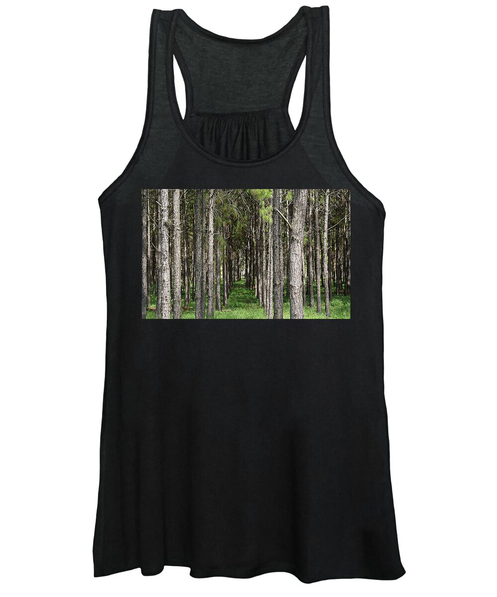 Line Women's Tank Top featuring the photograph Inline Trees by Chauncy Holmes