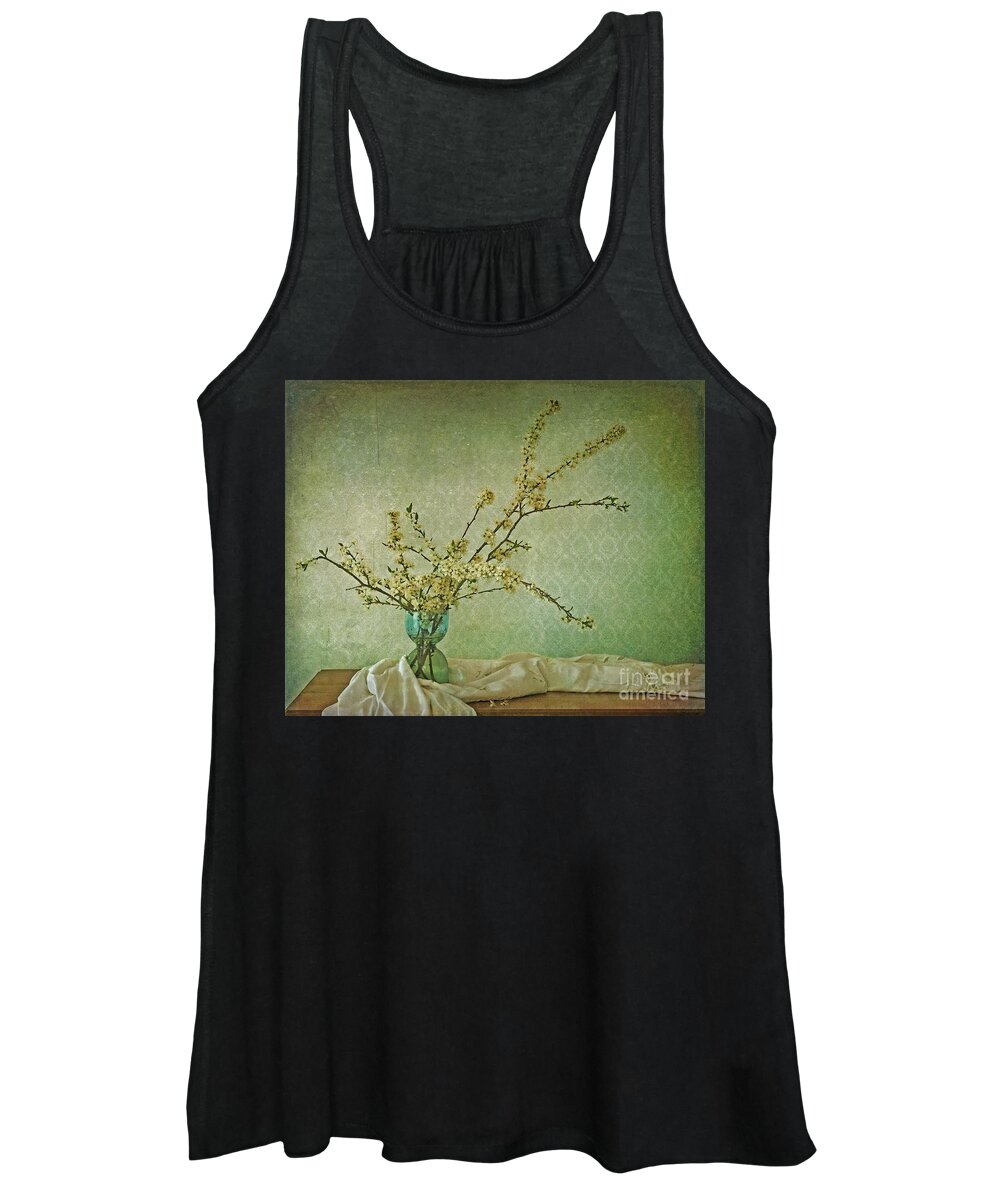 Blossoms Women's Tank Top featuring the photograph Ivory and Turquoise by Priska Wettstein