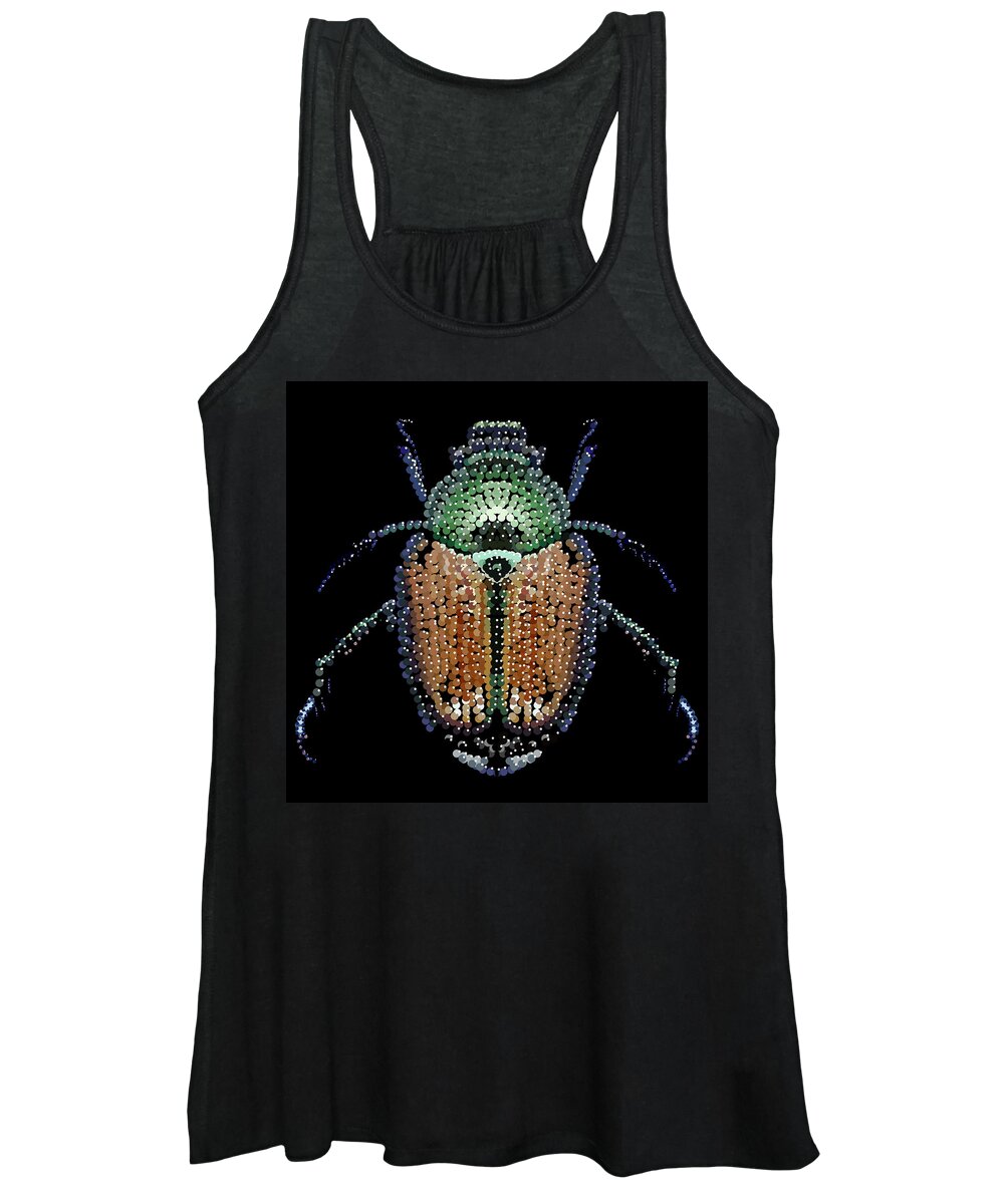 Japanesebeetle.beetle Women's Tank Top featuring the digital art Japanese Beetle Bedazzled by R Allen Swezey