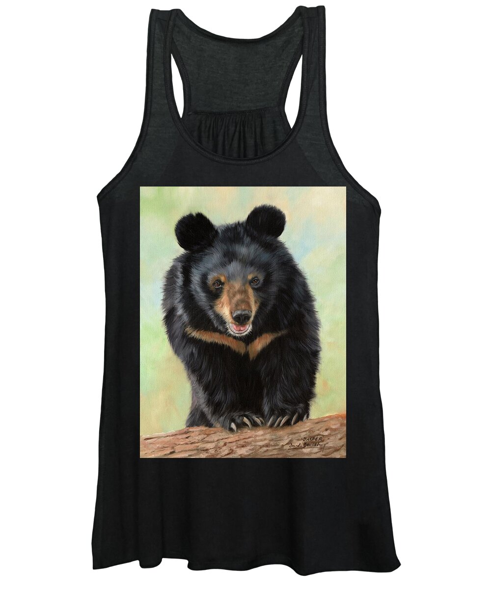 Moon Bear Women's Tank Top featuring the painting Jasper Moon Bear - In support of Animals Asia by Rachel Stribbling