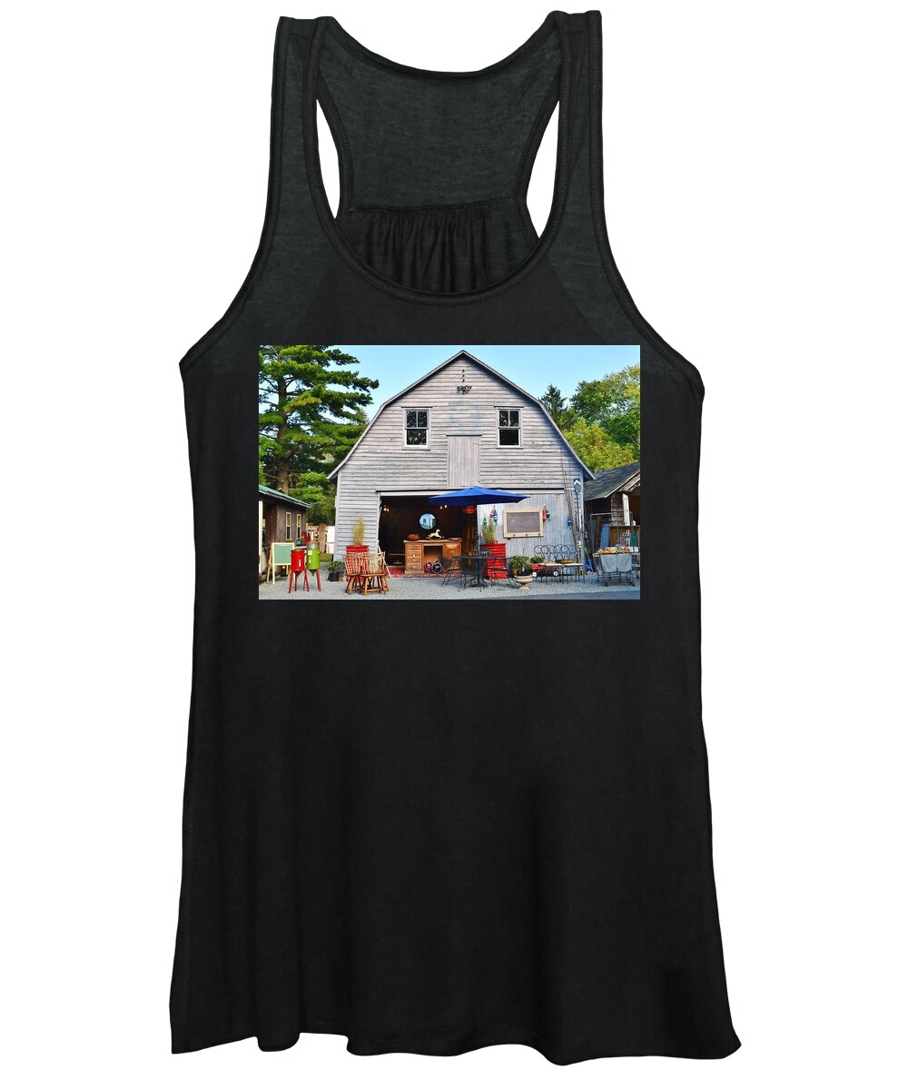Barn Women's Tank Top featuring the photograph The Old Barn at Jaynes Reliable Antiques and Vintage by Kim Bemis