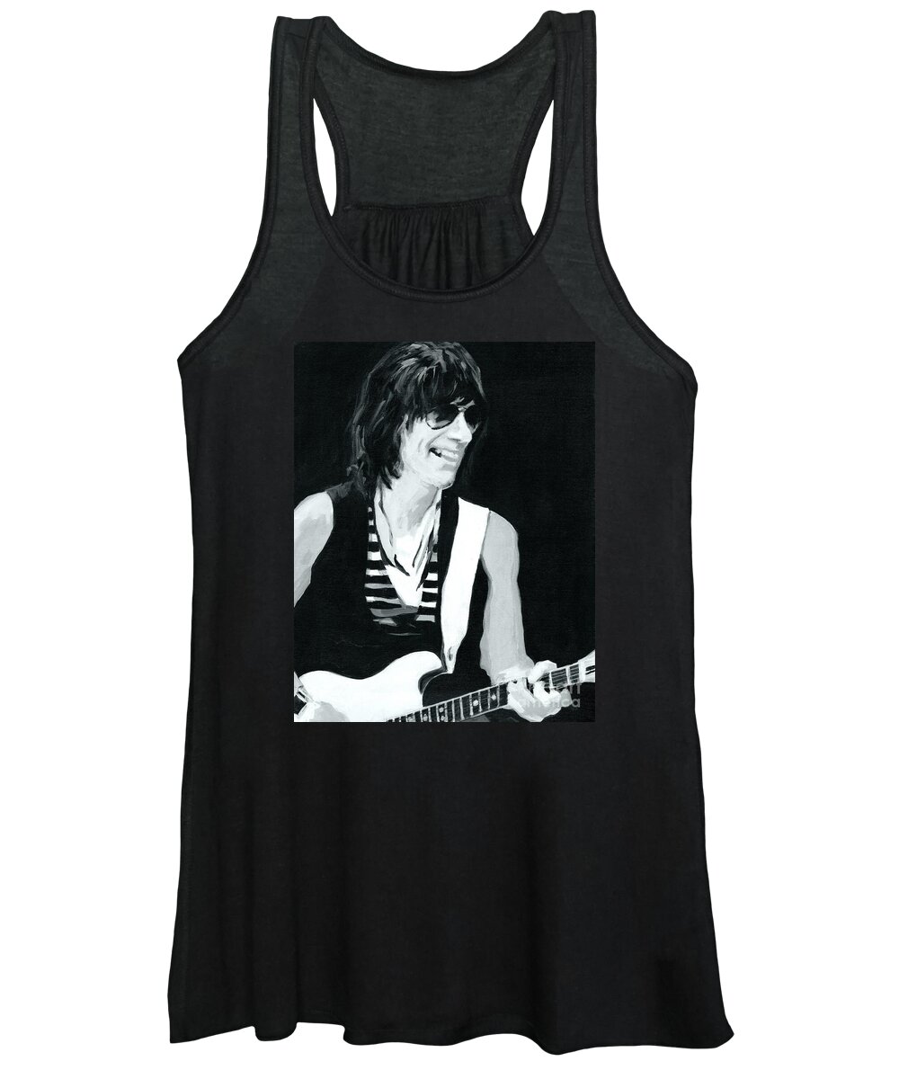 Contemporary Women's Tank Top featuring the painting Jeff Beck-Emotion and Commotions by Tanya Filichkin