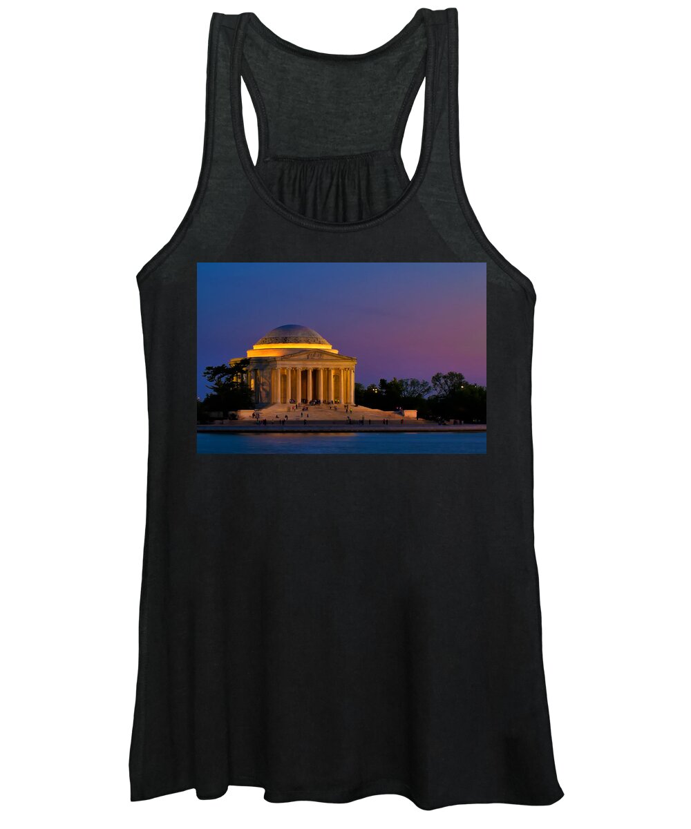 America Women's Tank Top featuring the photograph Jefferson Memorial at the Magic Hour by Mitchell R Grosky