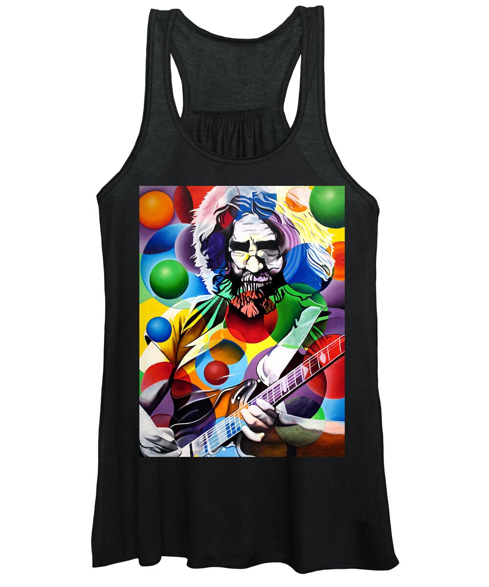 Jerry Garcia Women's Tank Top featuring the painting Jerry Garcia in Bubbles by Joshua Morton