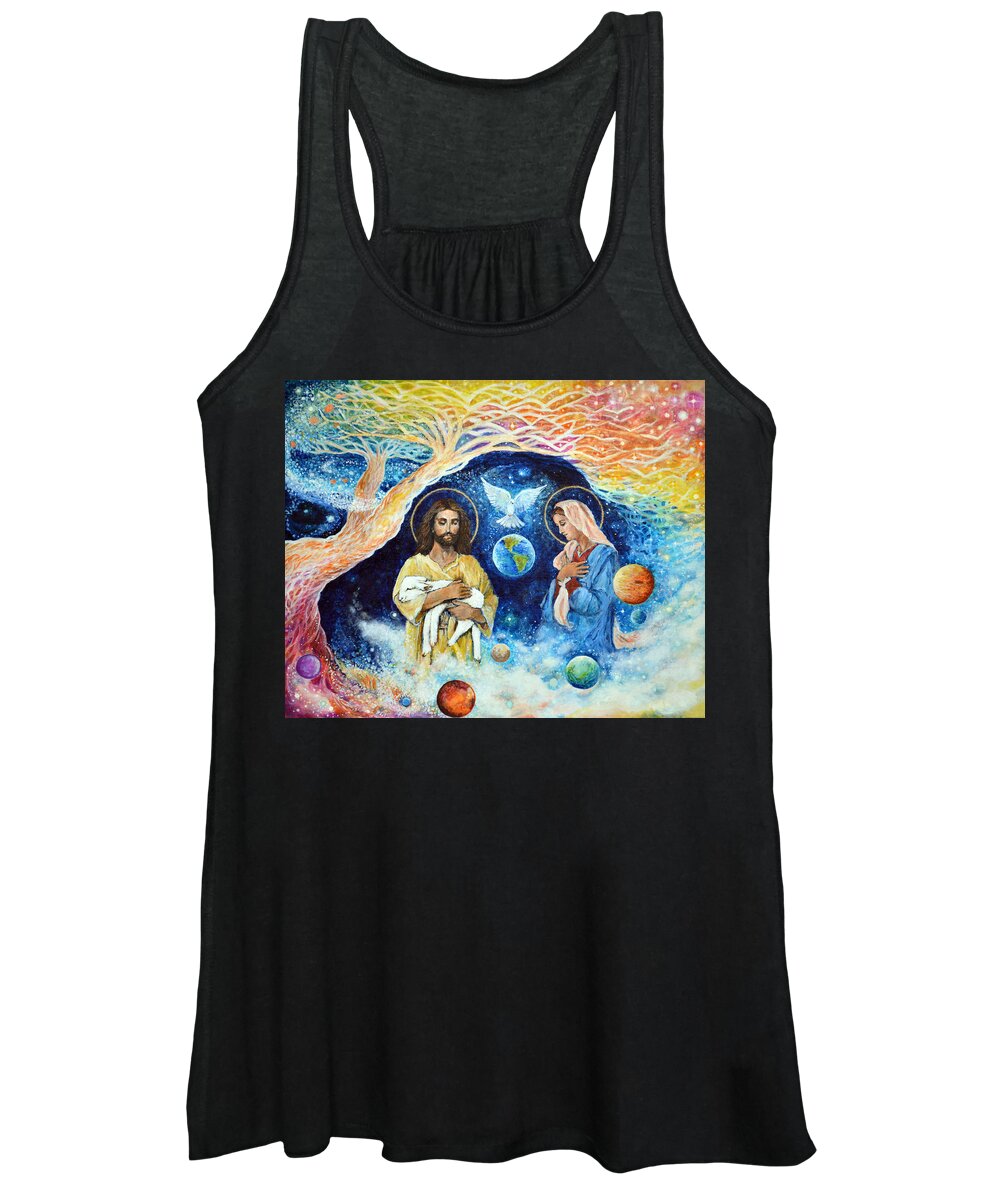 Jesus Women's Tank Top featuring the painting Jesus and Mary Cloud Colored Christ Come by Ashleigh Dyan Bayer