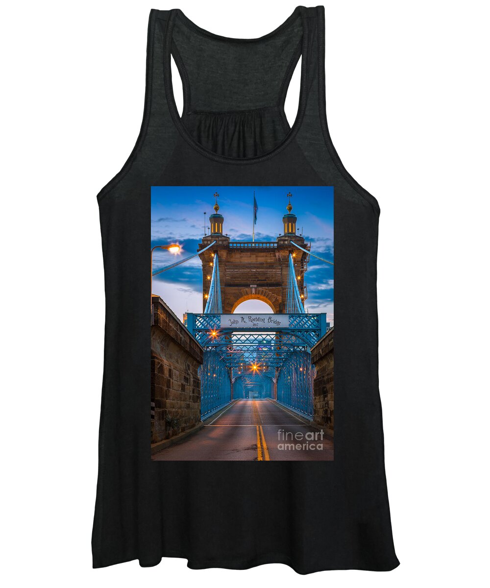 America Women's Tank Top featuring the photograph John A. Roebling Suspension Bridge by Inge Johnsson