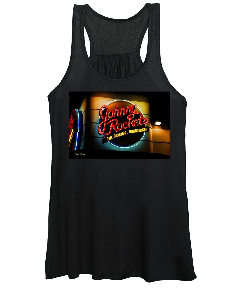 Johnny Rockets Women's Tank Top featuring the photograph Johnny Rockets Sign by Chuck Staley