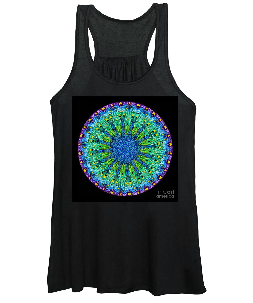 Abstract Women's Tank Top featuring the photograph Kaleidoscope Peacock by Amy Cicconi