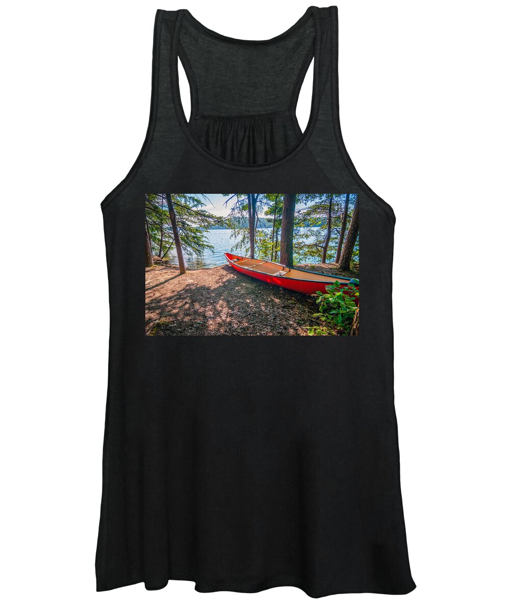 Activity Women's Tank Top featuring the photograph Kayak By The Water by Alex Grichenko
