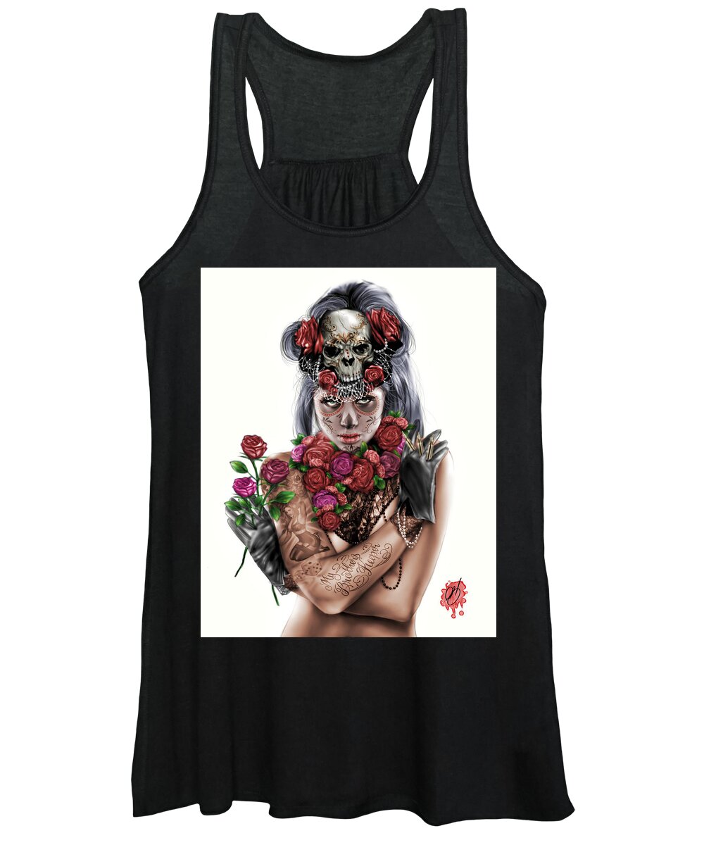 Pete Women's Tank Top featuring the painting La Calavera Catrina by Pete Tapang