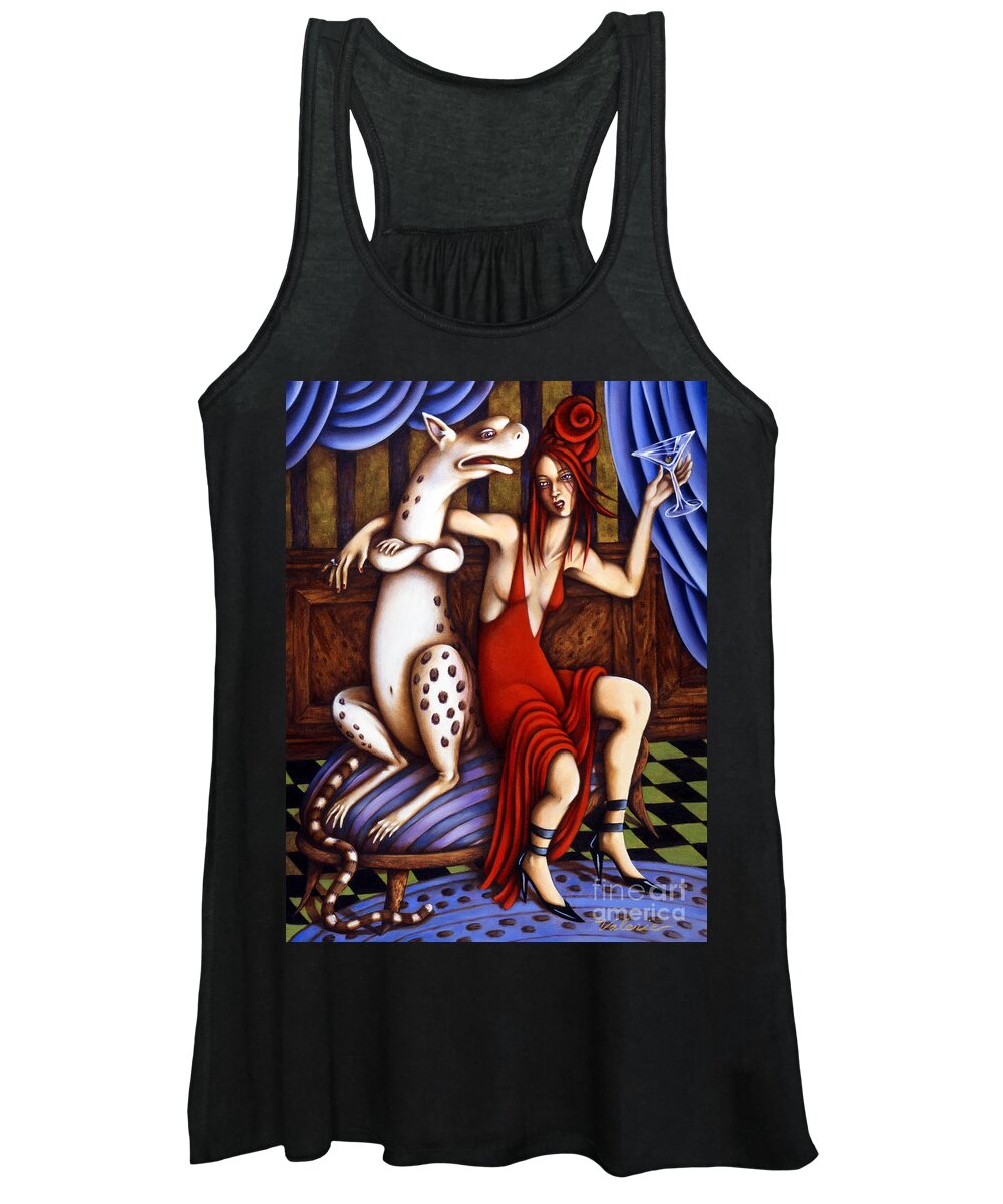 Fantasy Women's Tank Top featuring the painting Lady in Red by Valerie White