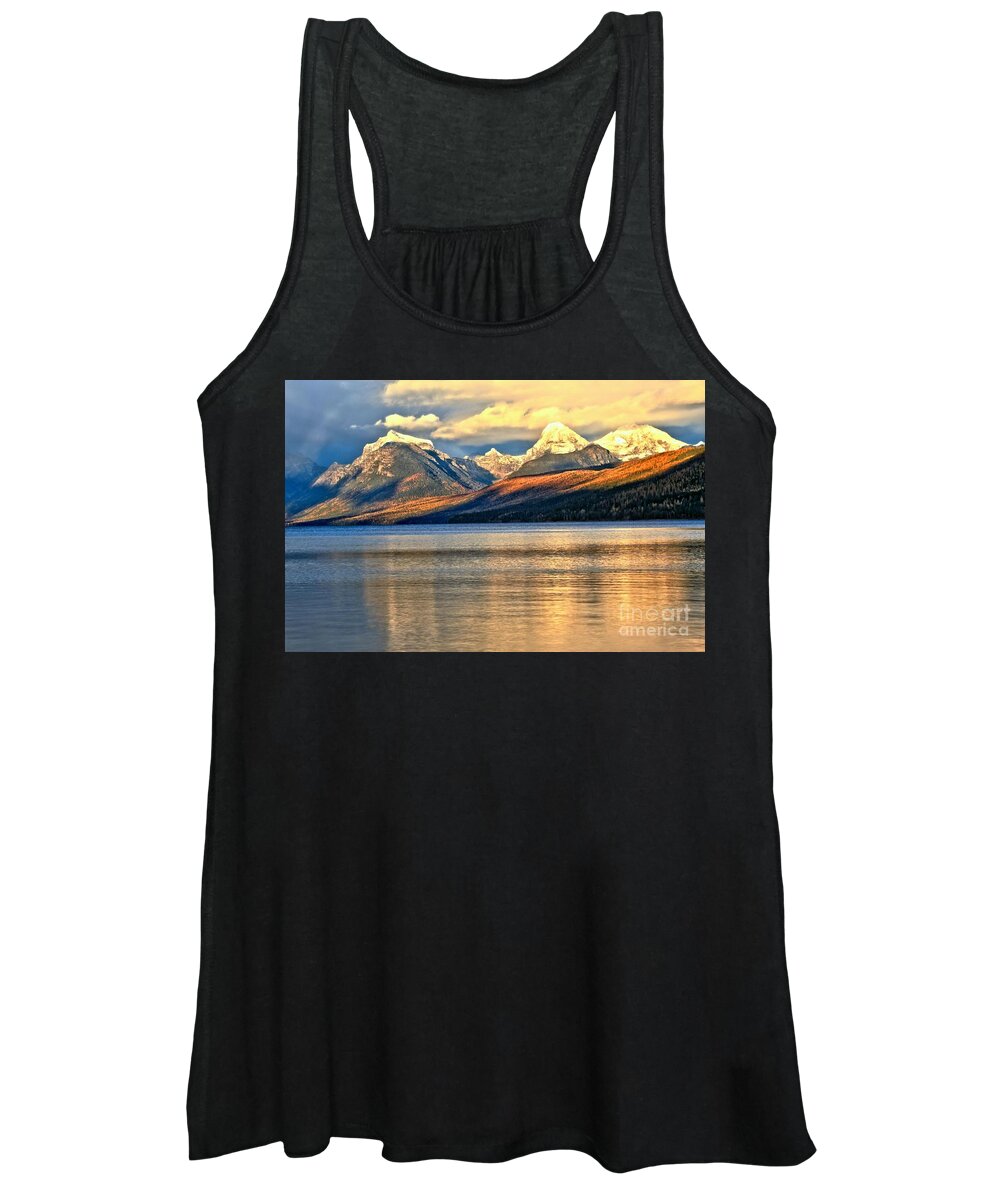 Glacier National Park Women's Tank Top featuring the photograph Lake McDonald Sunset by Adam Jewell