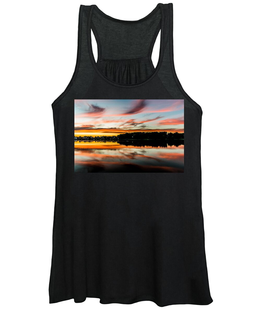 Sunset Women's Tank Top featuring the photograph Lake Sunset by Marcus Hustedde