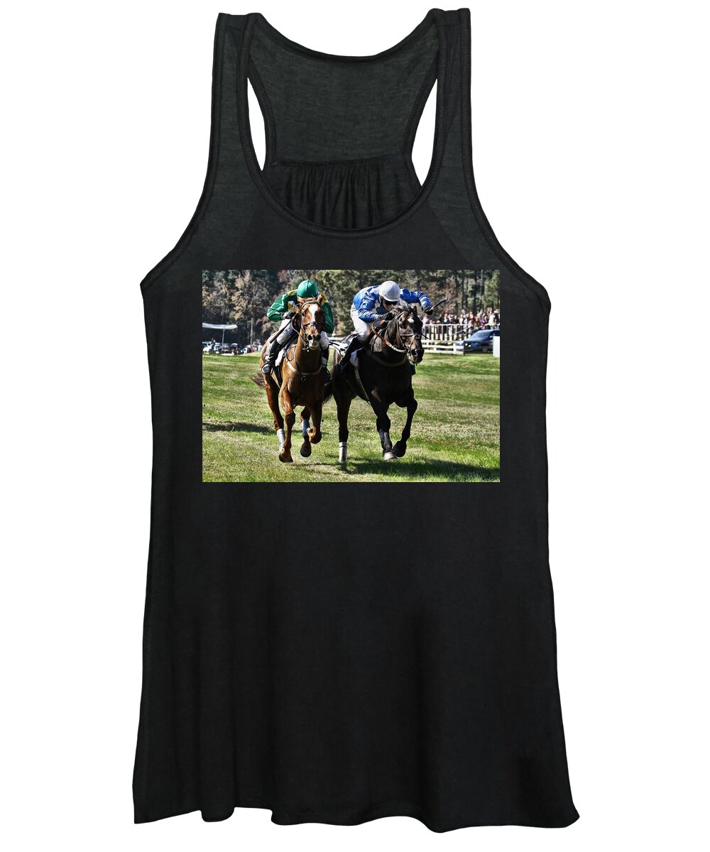 Steeplechase Women's Tank Top featuring the photograph Last one to the finish line is a rotten egg by Robert L Jackson