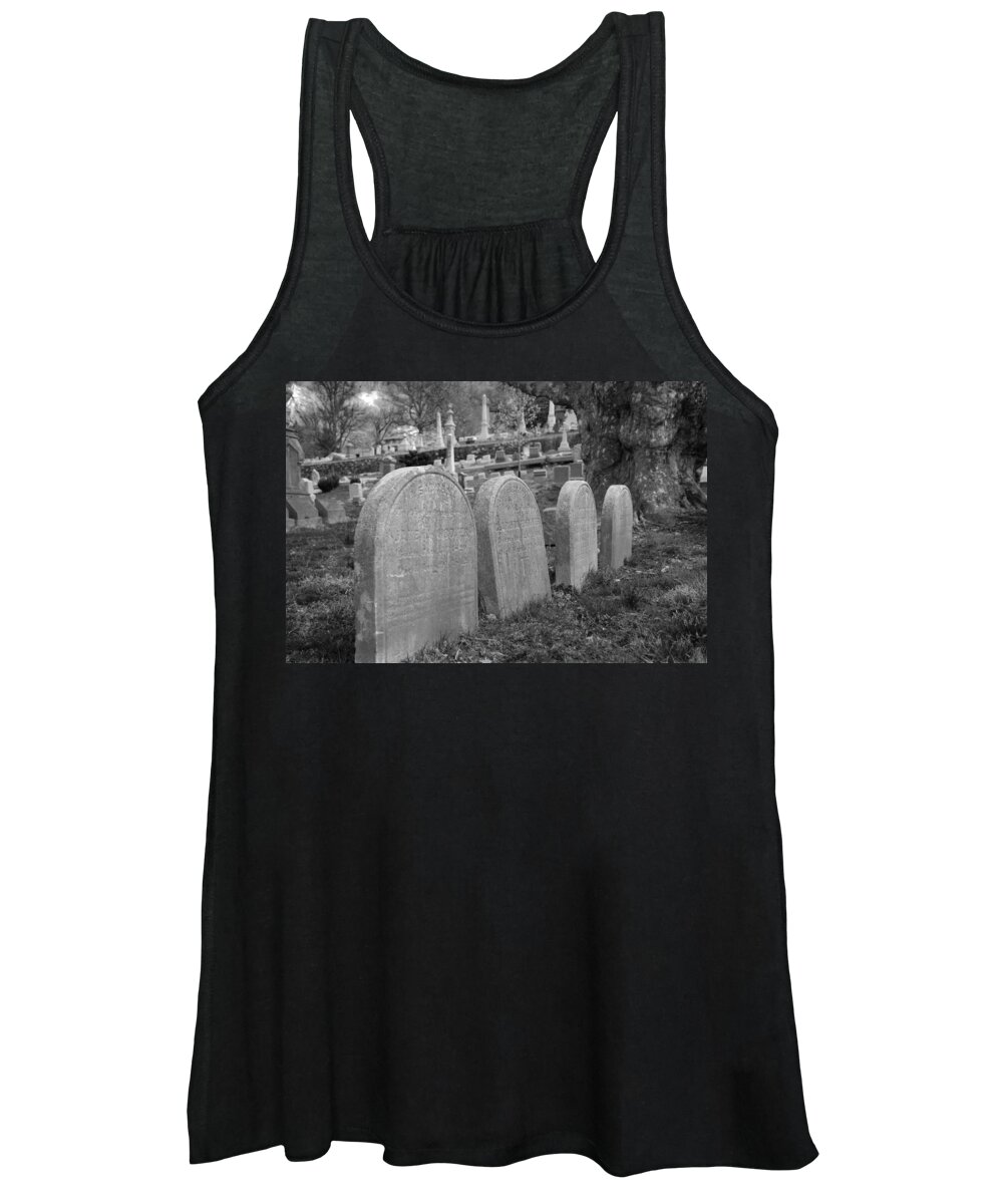 Cemetery Women's Tank Top featuring the photograph Laurel Hill headstones by Jennifer Ancker