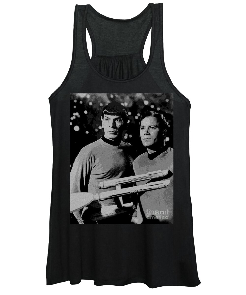 Leonard Women's Tank Top featuring the photograph Leonard Nimoy William Shatner Star Trek 1968 by Vintage Collectables