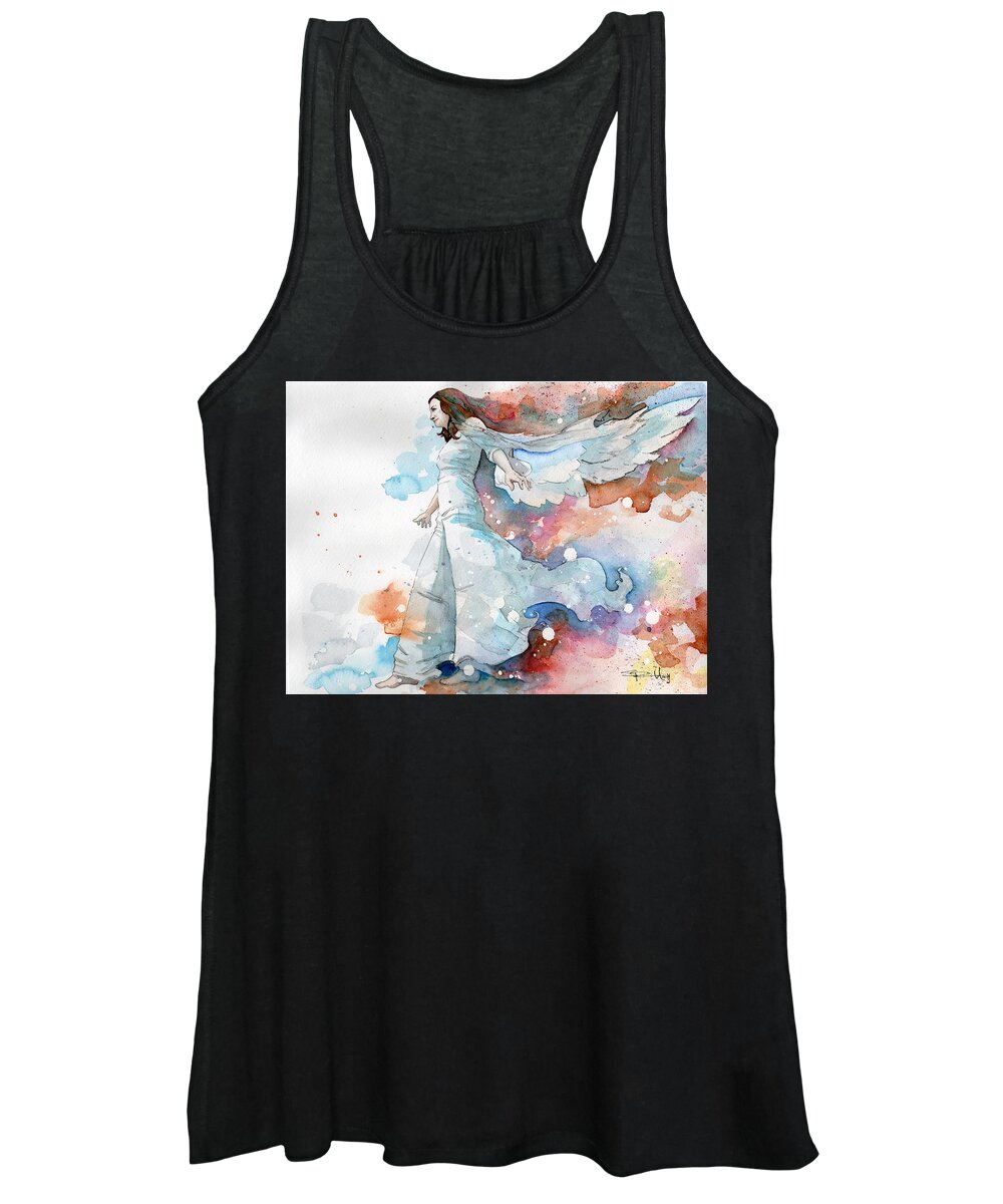 Angel Women's Tank Top featuring the painting Life the Universe and Everything by Sean Parnell