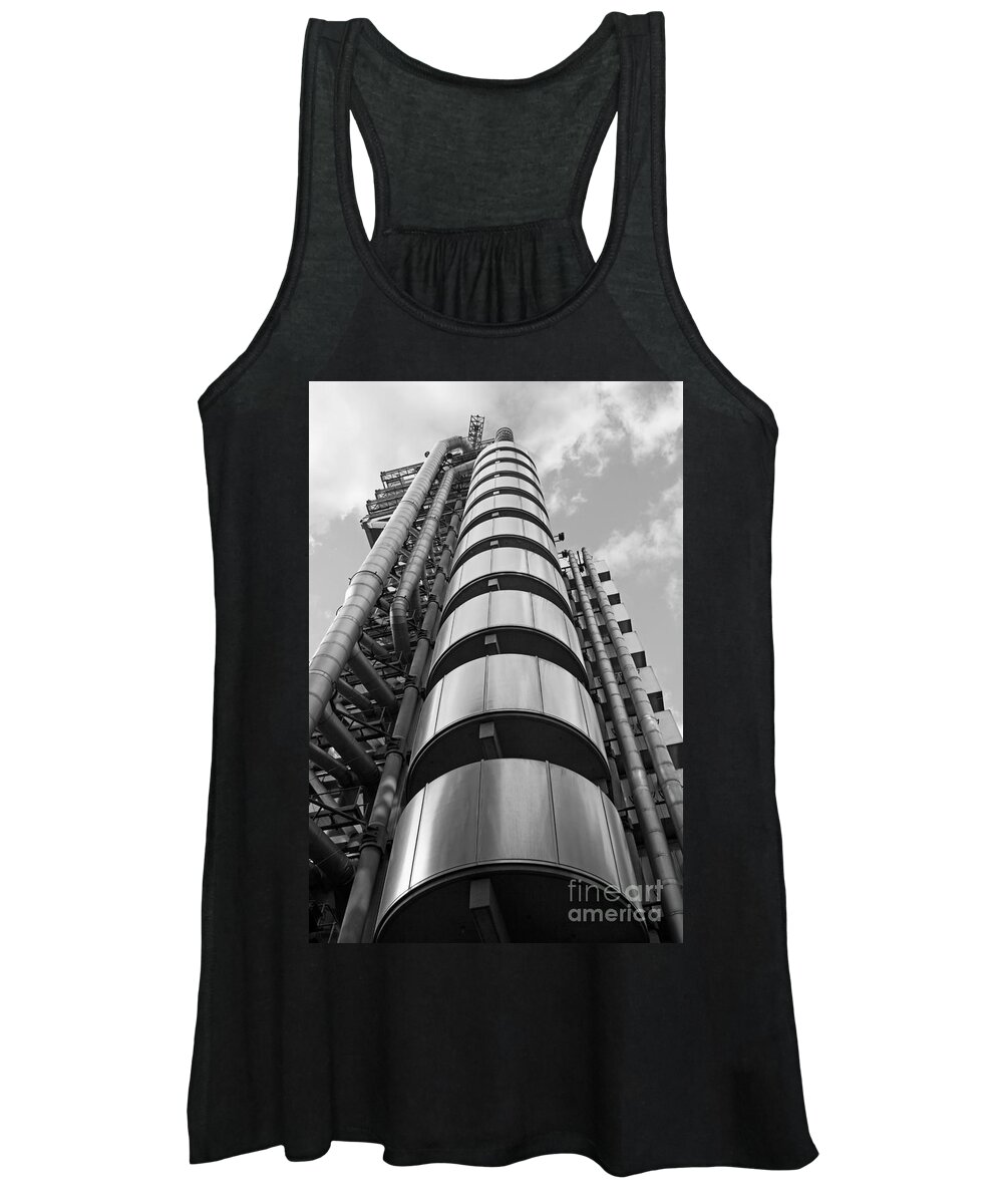  Uk England Mono Black White And Chelsea Lloyds Building London Women's Tank Top featuring the photograph Lloyds Building London by Julia Gavin
