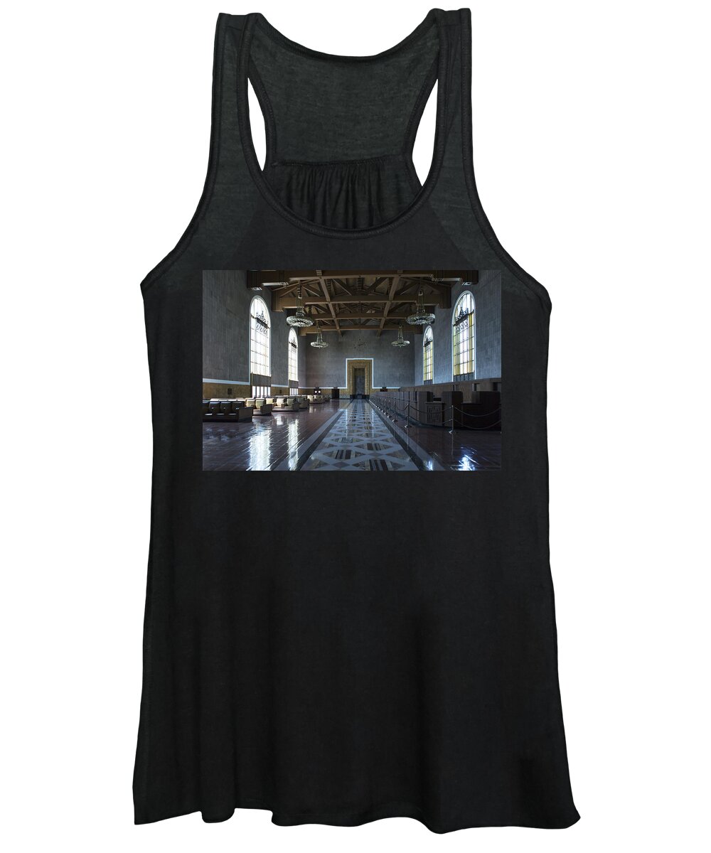 Union Station Women's Tank Top featuring the photograph Los Angeles Union Station Original Ticket Lobby by Belinda Greb