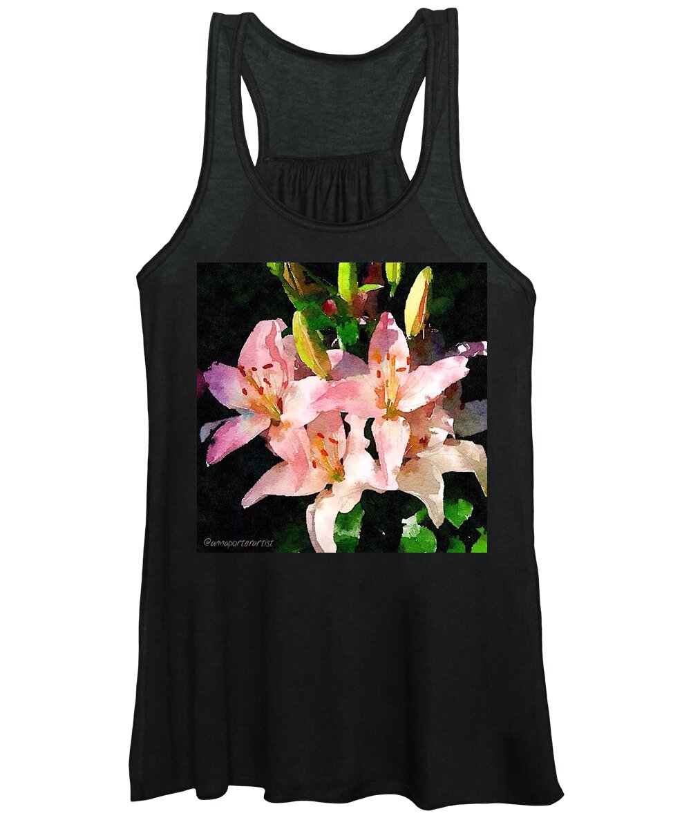 Flowers Women's Tank Top featuring the photograph Lovely Lilies digital painting by Anna Porter