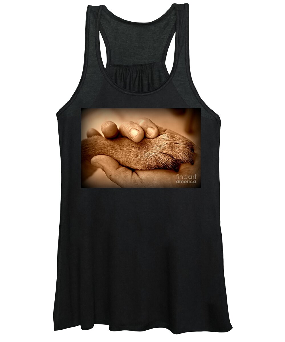 Man Women's Tank Top featuring the photograph Man and Dog by Clare Bevan