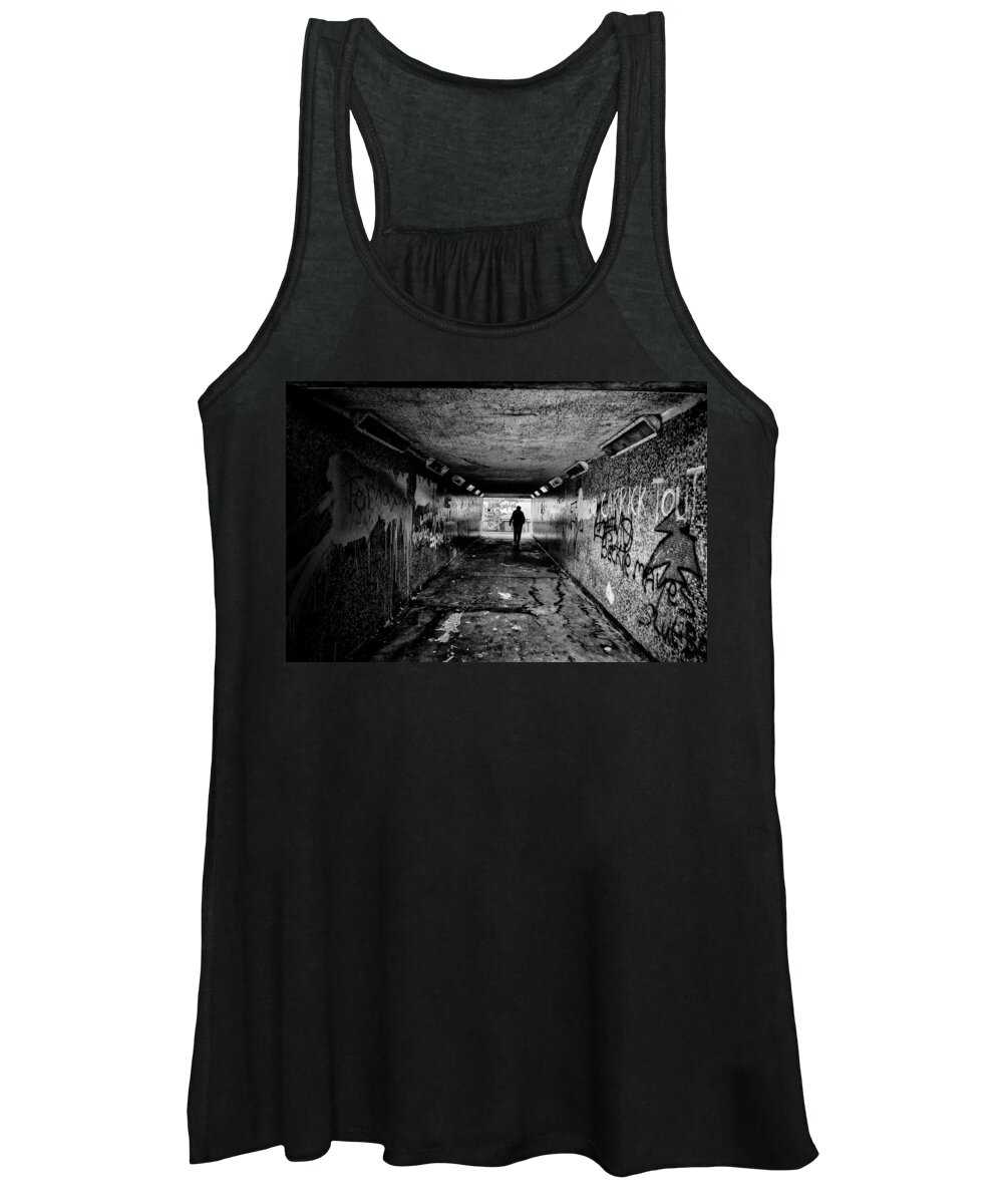 Subway Women's Tank Top featuring the photograph Man in Subway by Nigel R Bell