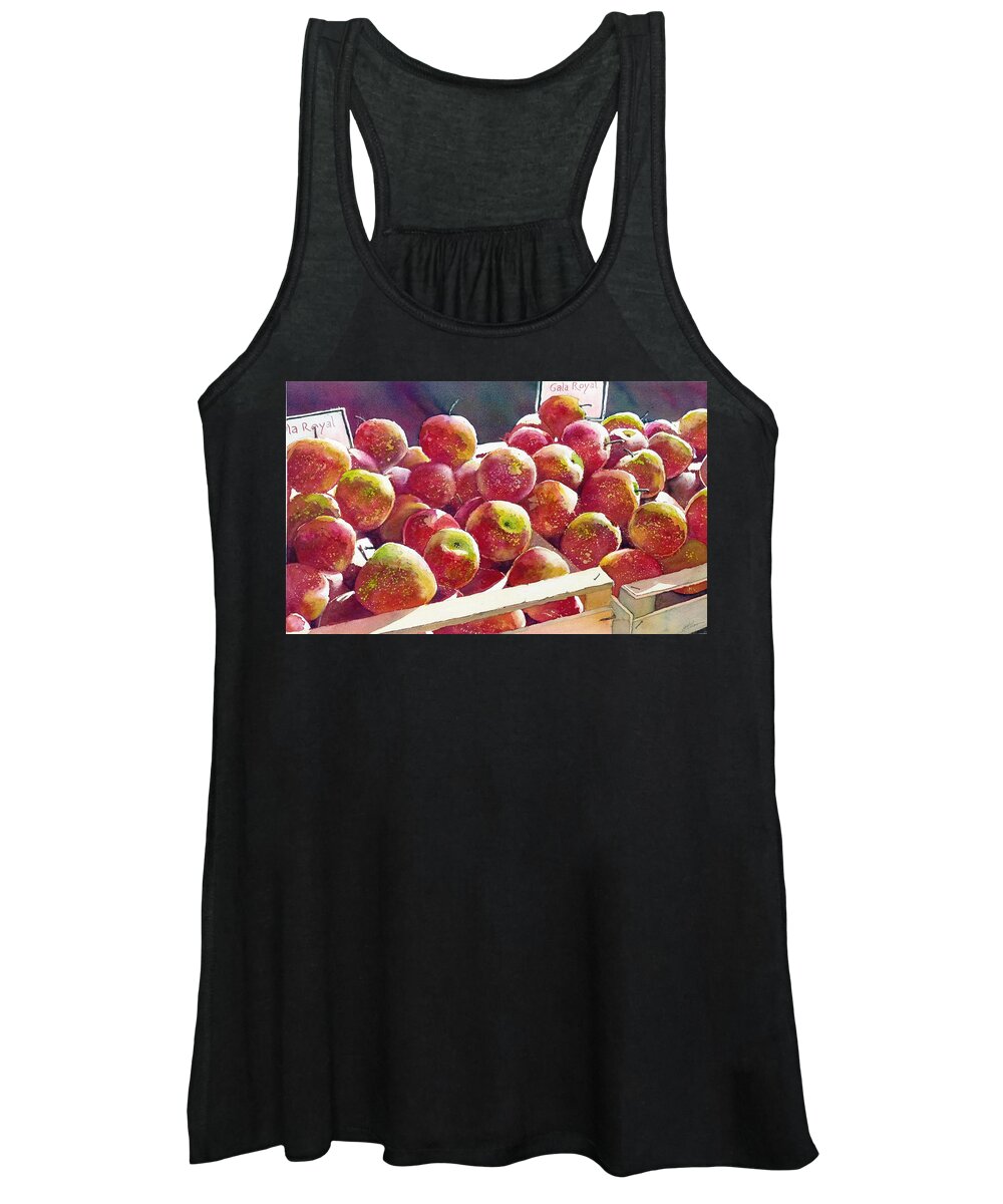 Apple Women's Tank Top featuring the painting Market Apples by Greg and Linda Halom