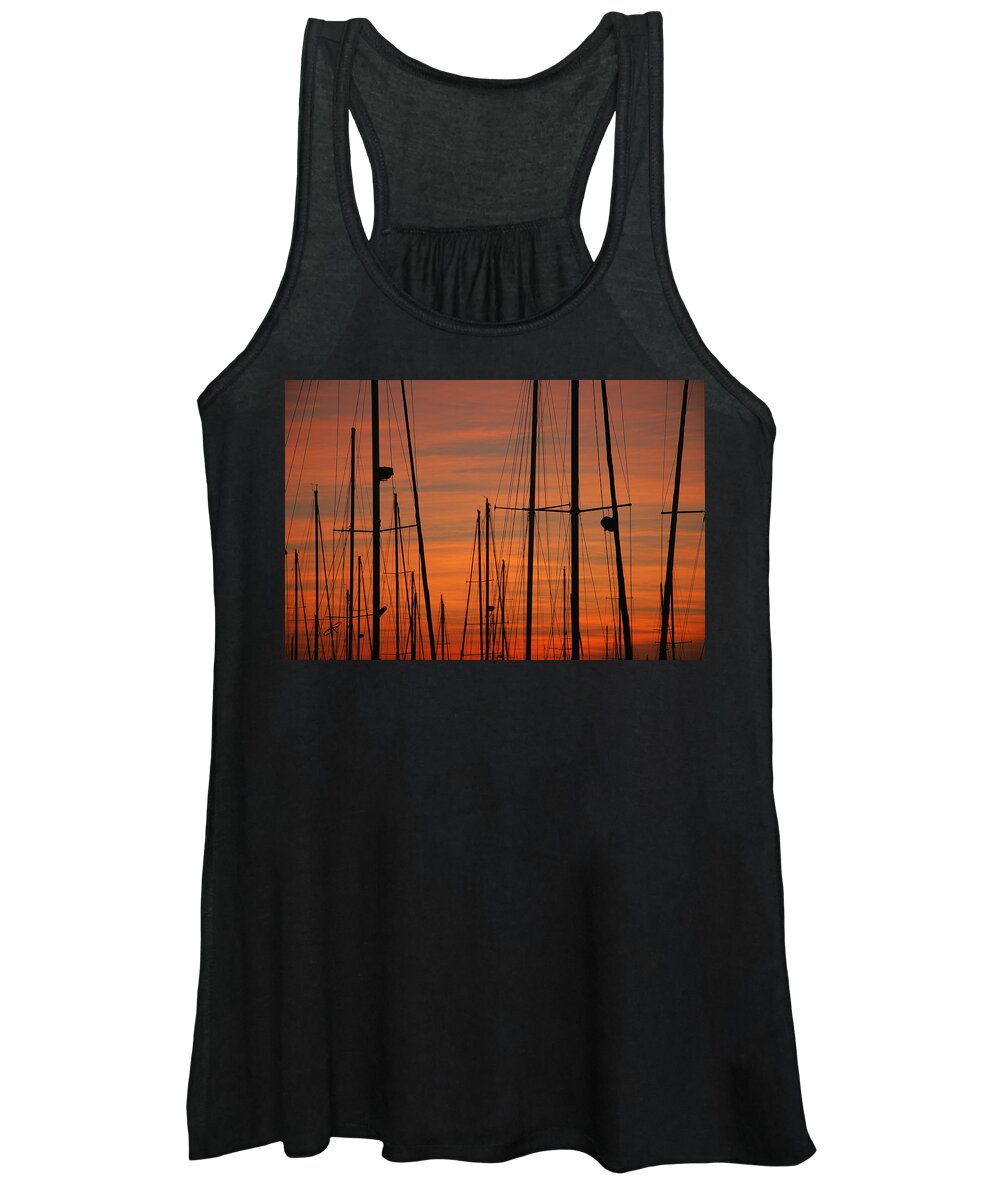 Masts Women's Tank Top featuring the photograph Masts At Sunset by Robert Woodward