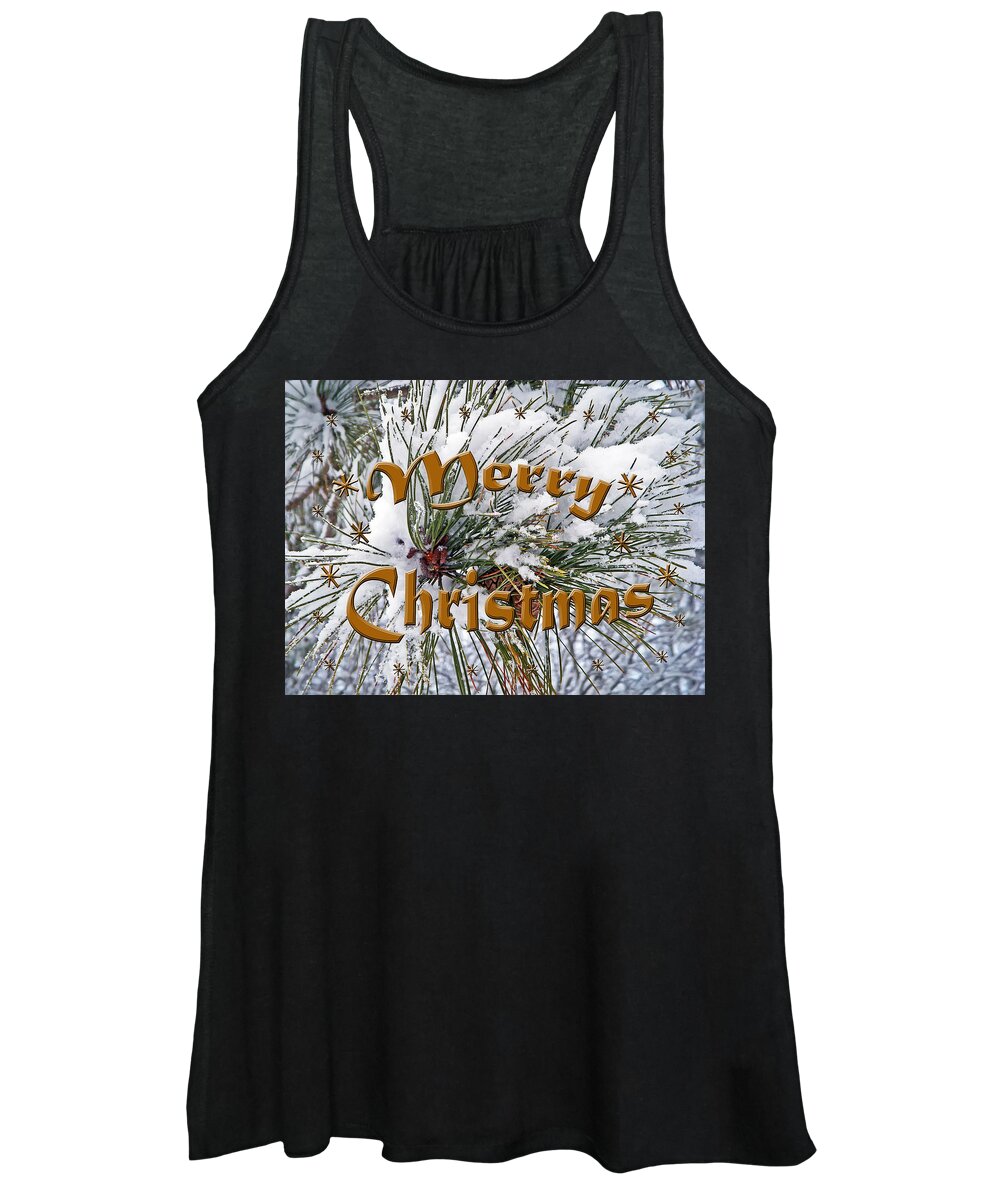 Christmas Card Women's Tank Top featuring the photograph Merry Christmas Gold by Aimee L Maher ALM GALLERY