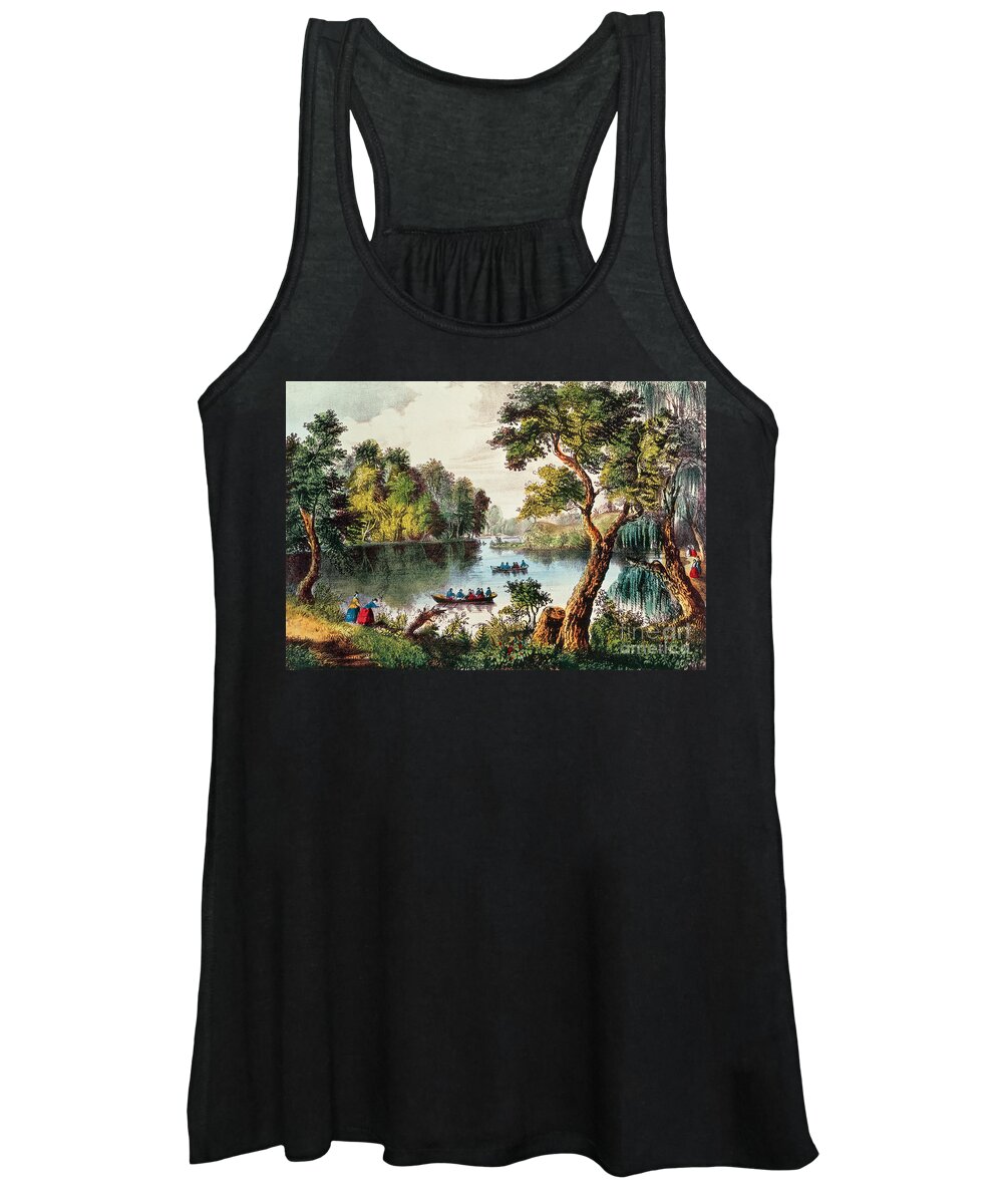 Ives Women's Tank Top featuring the painting Mill Cove Lake by Currier and Ives by Currier and Ives
