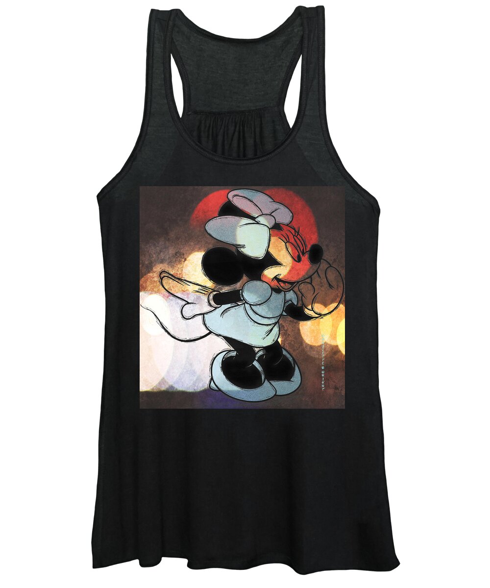Art Women's Tank Top featuring the digital art Minnie Mouse sketchy by Paulette B Wright