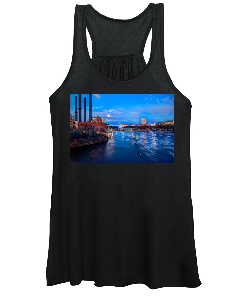 Mn River Women's Tank Top featuring the photograph Mississippi Moonlight by Amanda Stadther