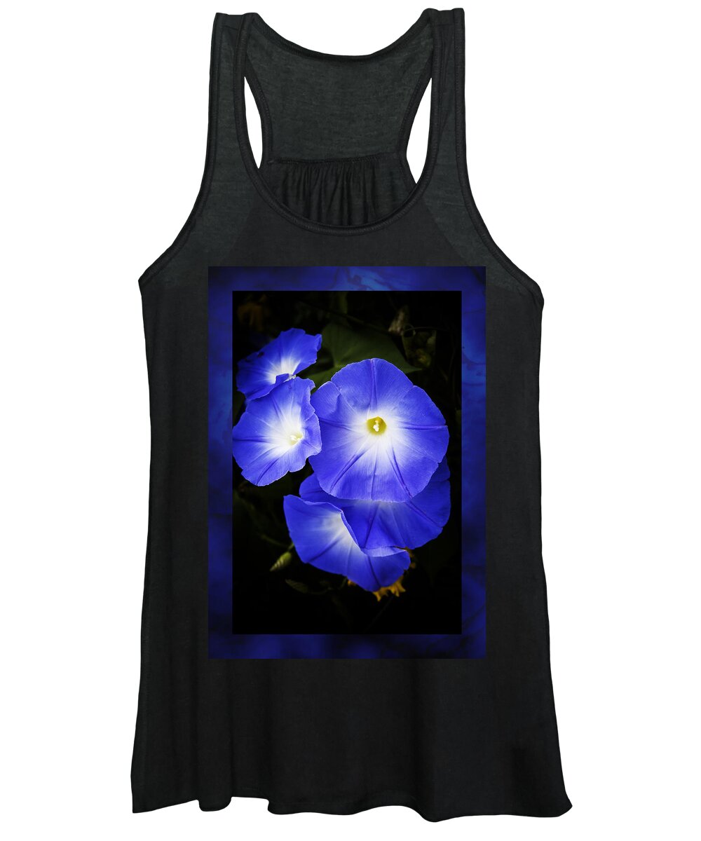 Morning Glory Women's Tank Top featuring the photograph Moonglow on blue by Jeff Folger
